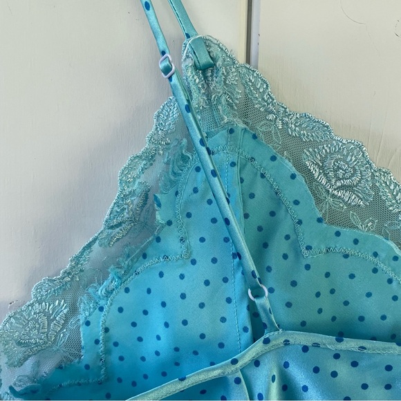 Vintage Secret Treasures Slip Dress Chemise Polka Dots Blue Size Medium - Picture 5 of 7